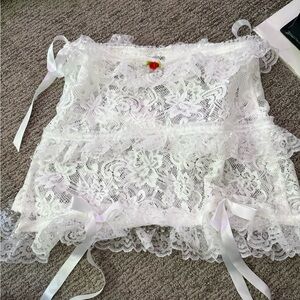 White Lace Bridal Mini Skirt